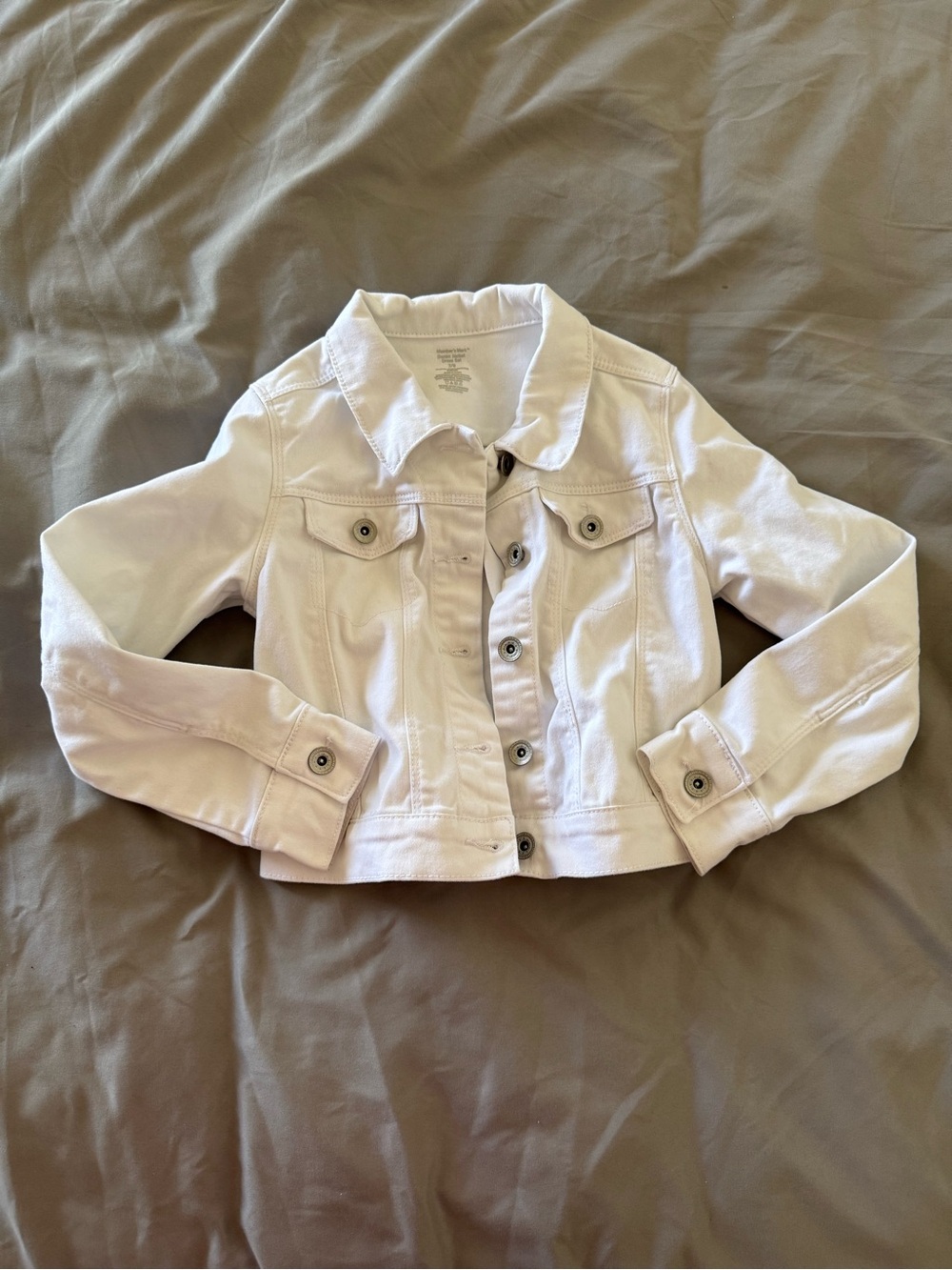 Kids White Denim Jean Jacket - Classic Button-Front Style